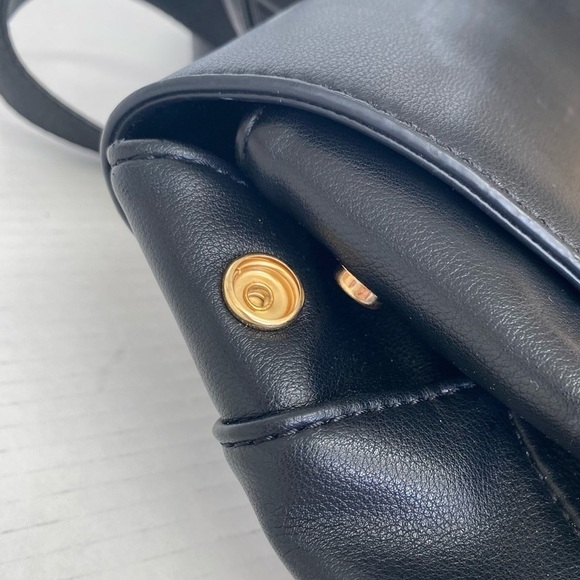 Faux Leather Backpack Black Gold Tone Hardware Great Quality Bag and Size - Picture 12 of 12